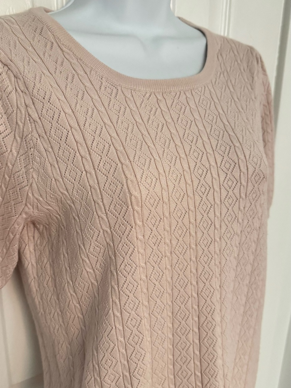 Adrianna Papell Blush Cable Knit Scoop Neck Sweater